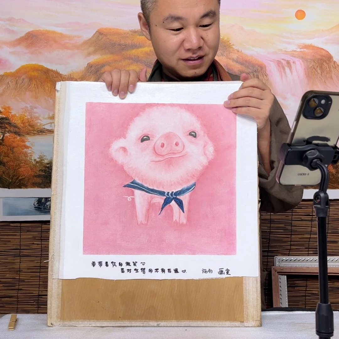 油画行路人小院绘画作品竞拍
