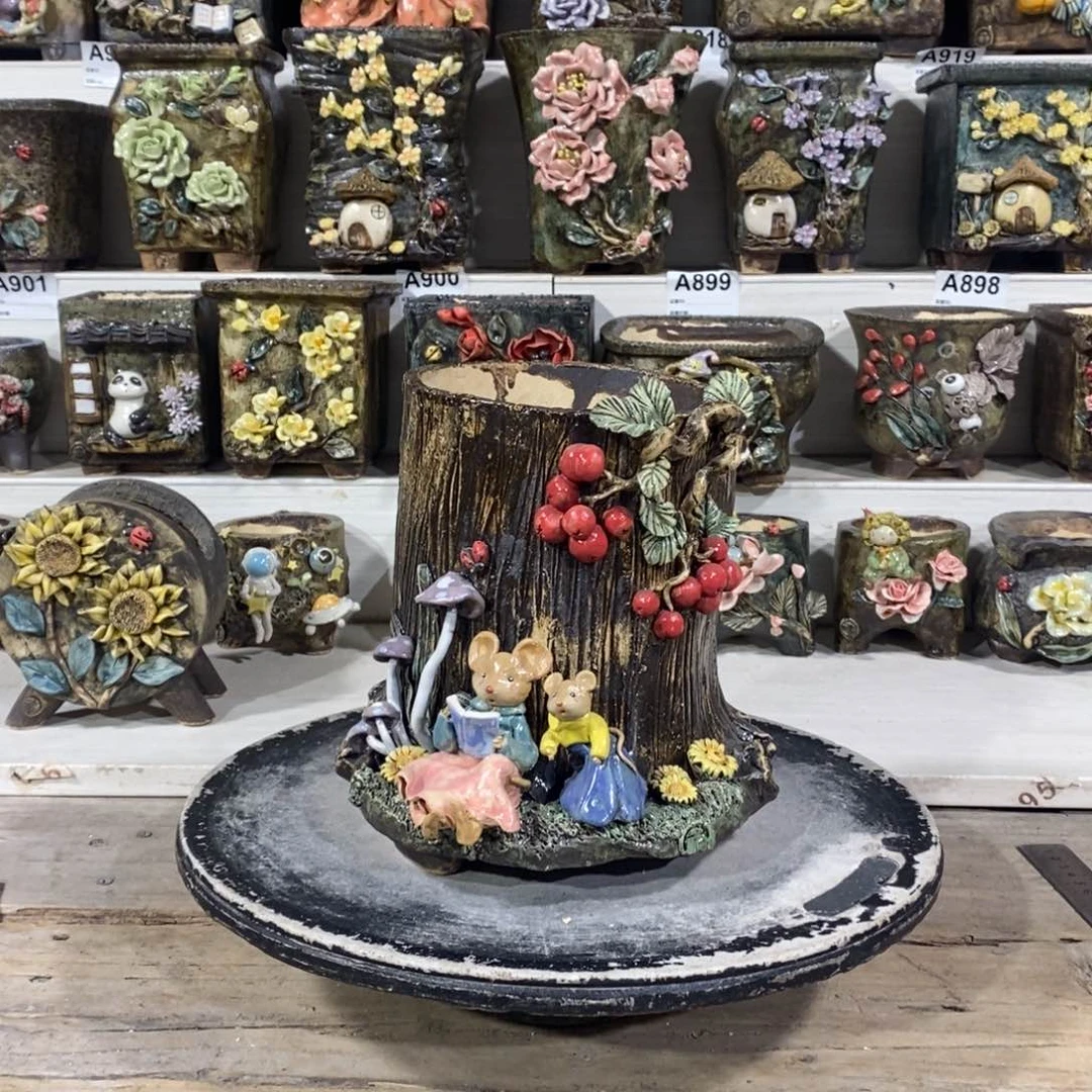 红陶青藤花器多肉花盆