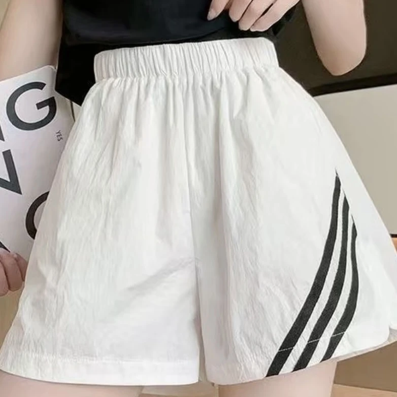 2025夏季薄款美式A字窄版阔腿休闲时尚运动高腰速干百搭短裤
