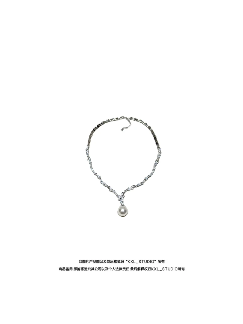 铜合金项链  KXL-STUDIO【KELE精选】藤曼人鱼泪珍珠项链3019