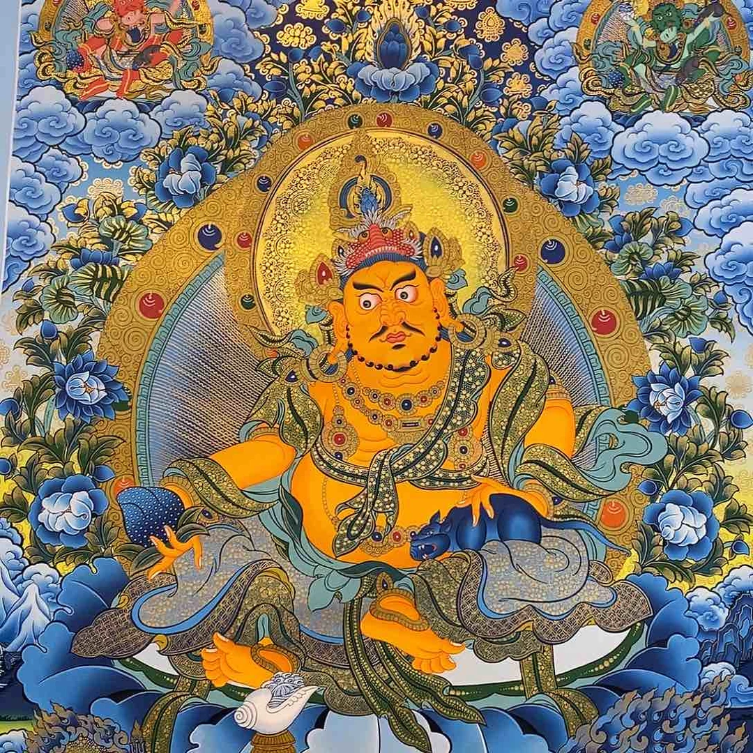 卷轴画张*胆纯手绘五路财财唐卡75*50厘米左右