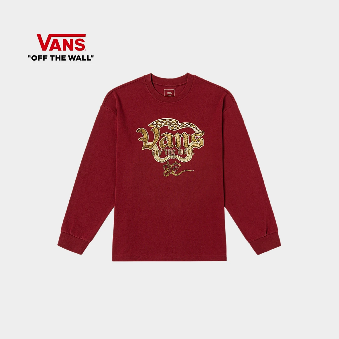 Vans范斯官方 蛇年生肖款男款长袖T恤学院风舒适圆领 P39FS8