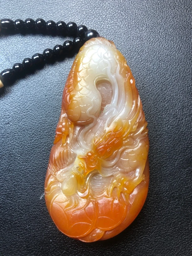 天然和田玉龙手把