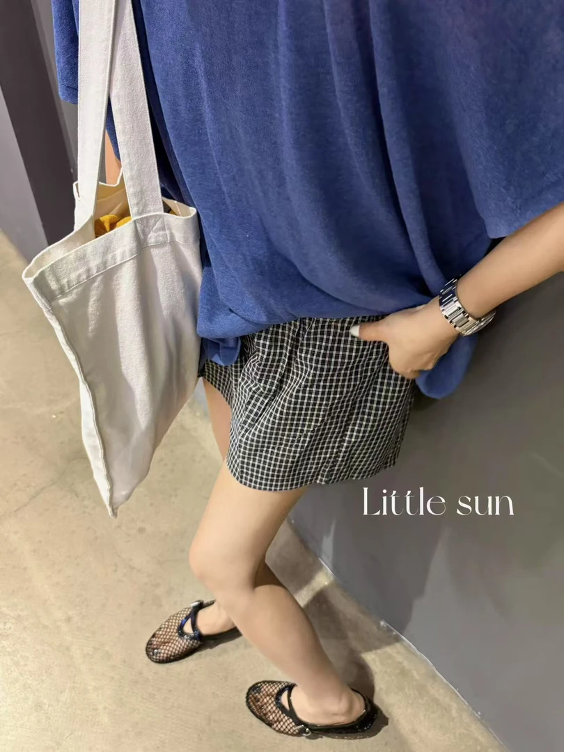 多巴胺复古格纹短裤 no退no换