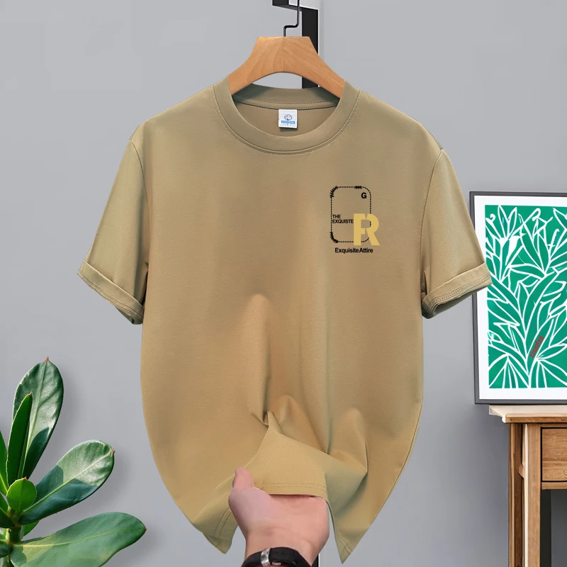 [小标R]短袖t恤冰感凉爽弹力棉男圆领半袖夏季宽松百搭大码印花