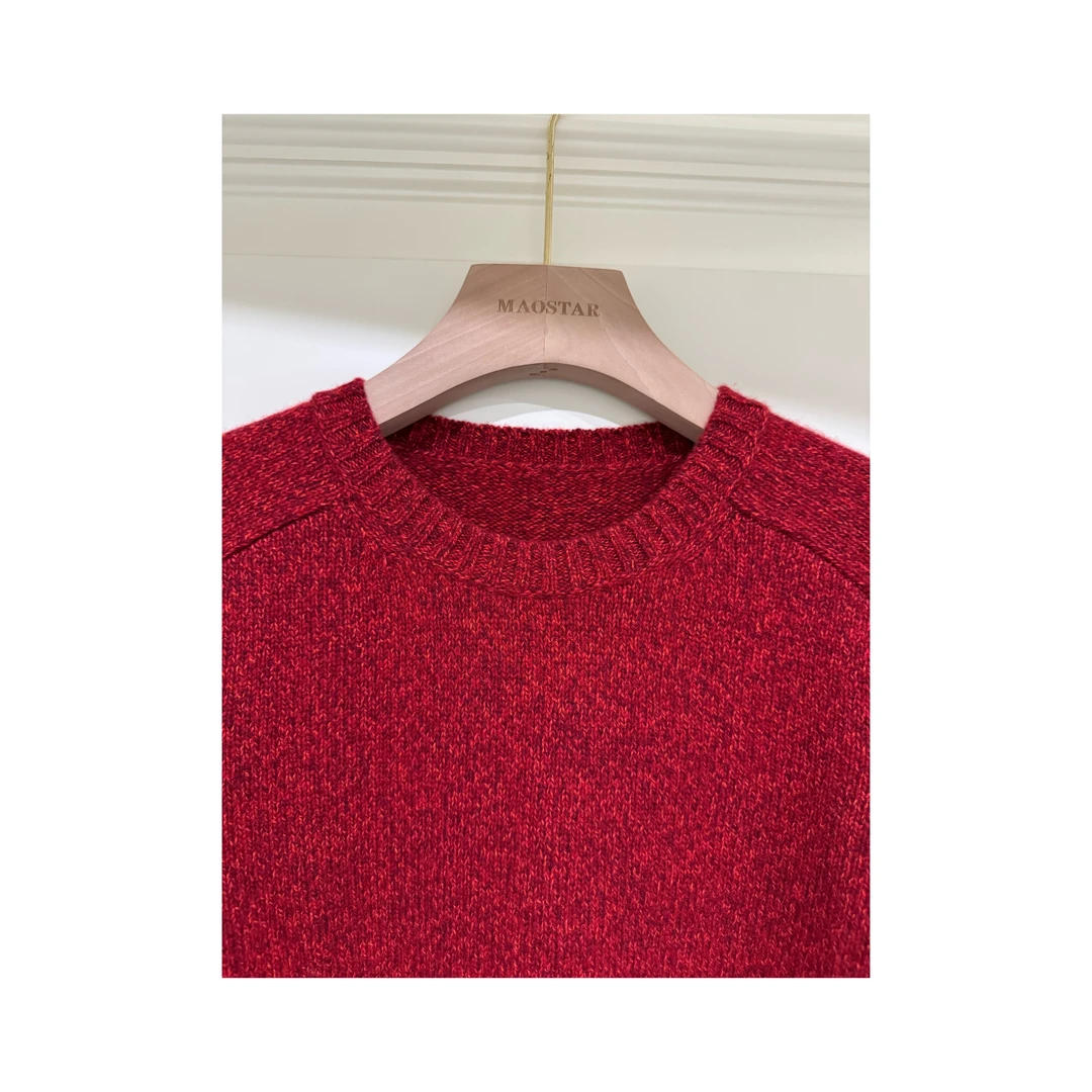 “欢喜降临”MR秋冬新款简约圆领百搭康赛妮花纱针织山羊绒毛衣