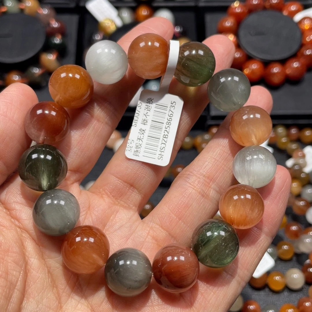 未镶嵌手链水晶彩兔毛14mm左右