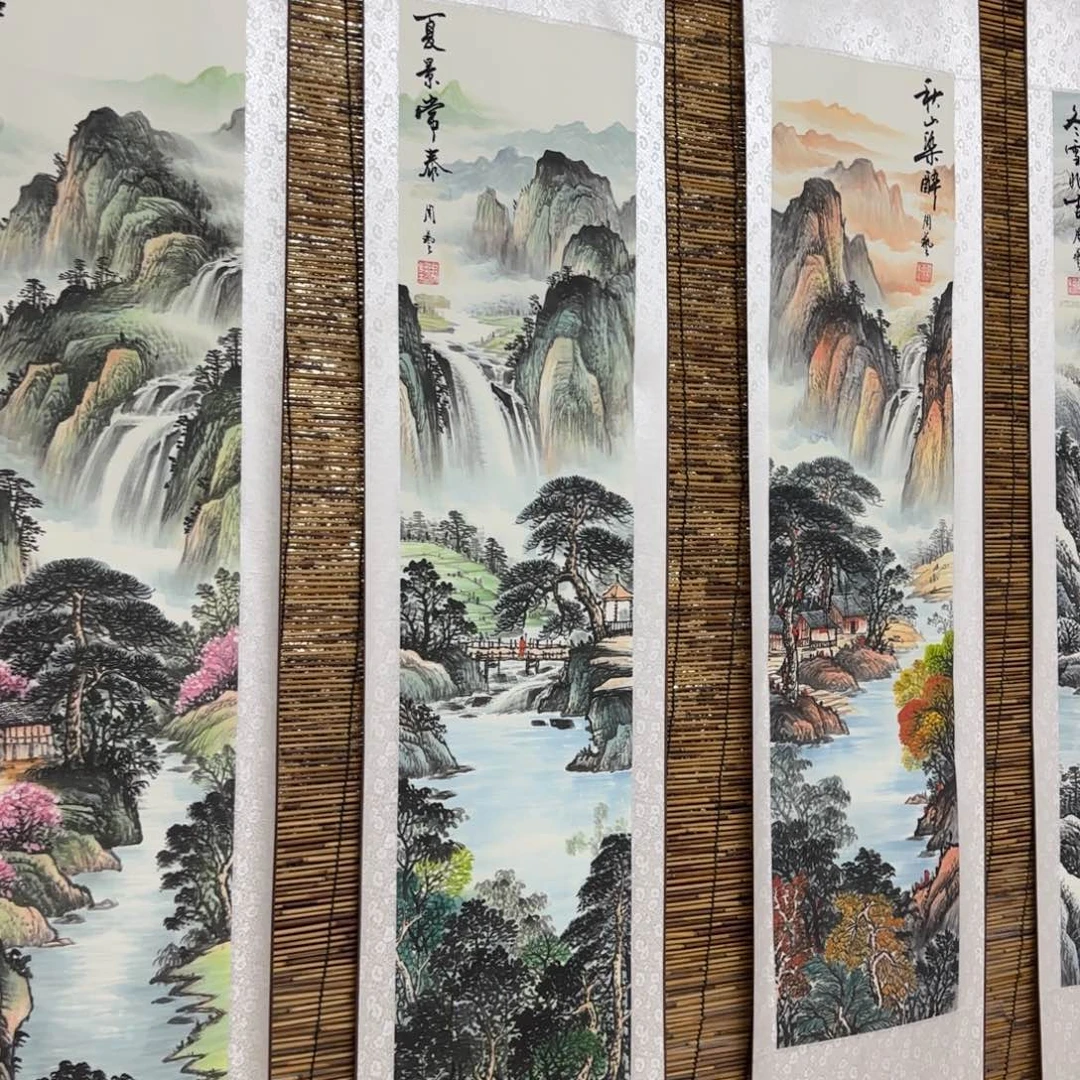 乐***福国画QB四幅一套作品！带证书！只限一单