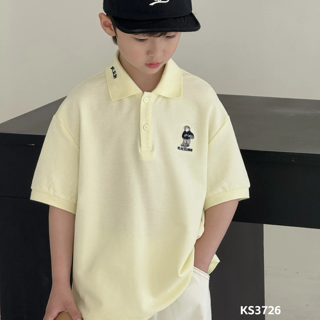 2025夏季新款儿童短袖Polo纯色T恤衫（小熊款）