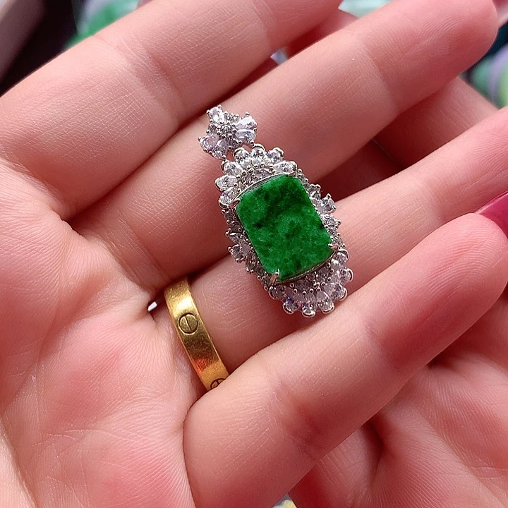 颈饰银S925镶嵌翡翠翡翠