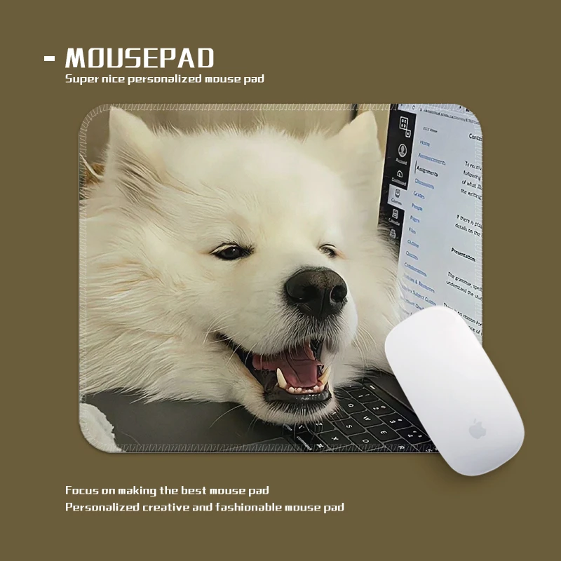 萨摩耶萌宠可爱狗头方形小号滑鼠垫女生办公室电脑桌垫个性耐脏