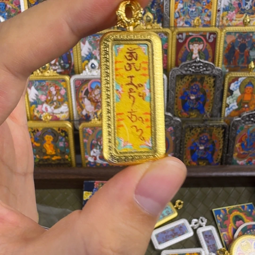 吊坠纯手绘小金条唐卡吊坠