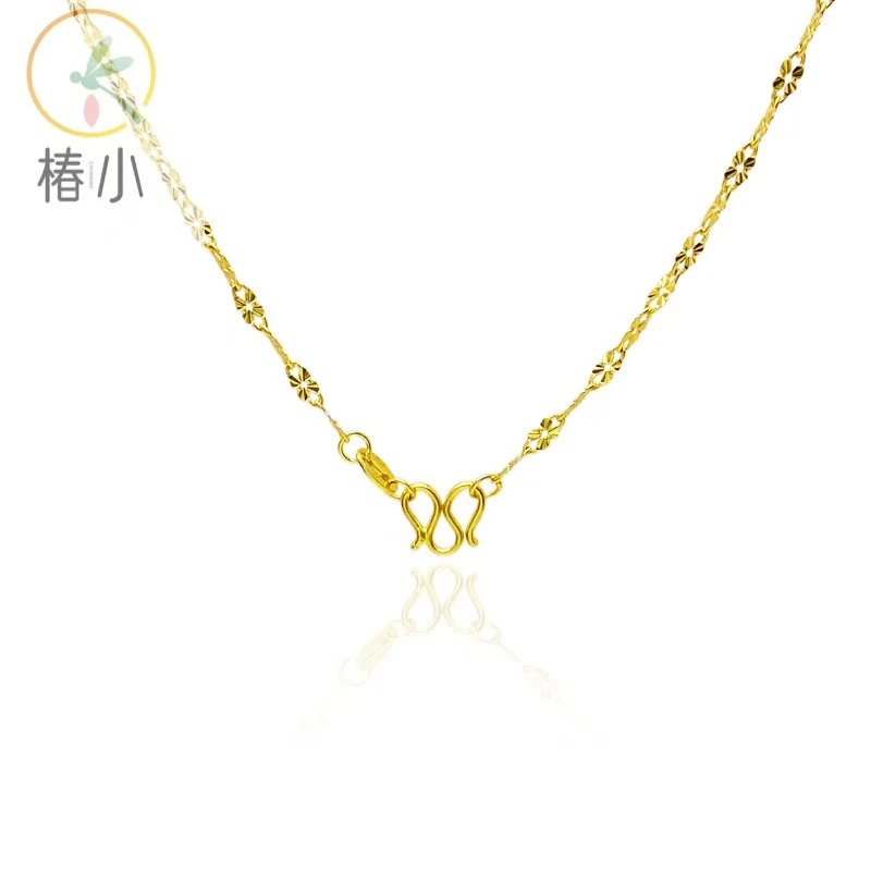坠链均足银 999纯银金色雪花素链45cm【椿小】nc5172