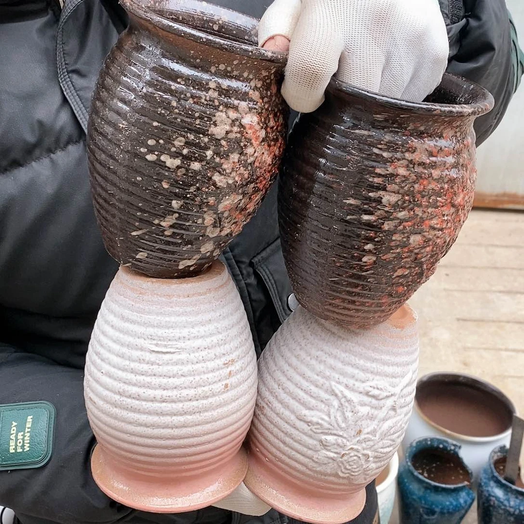 紫砂花盆瑕疵口10高15