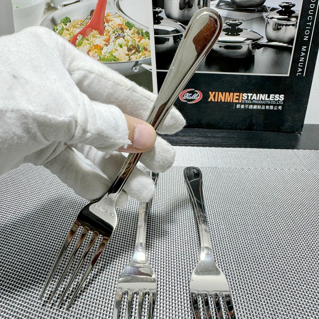 （拍一发三）外贸原单18/10不锈钢特厚款牛扒叉水果餐具