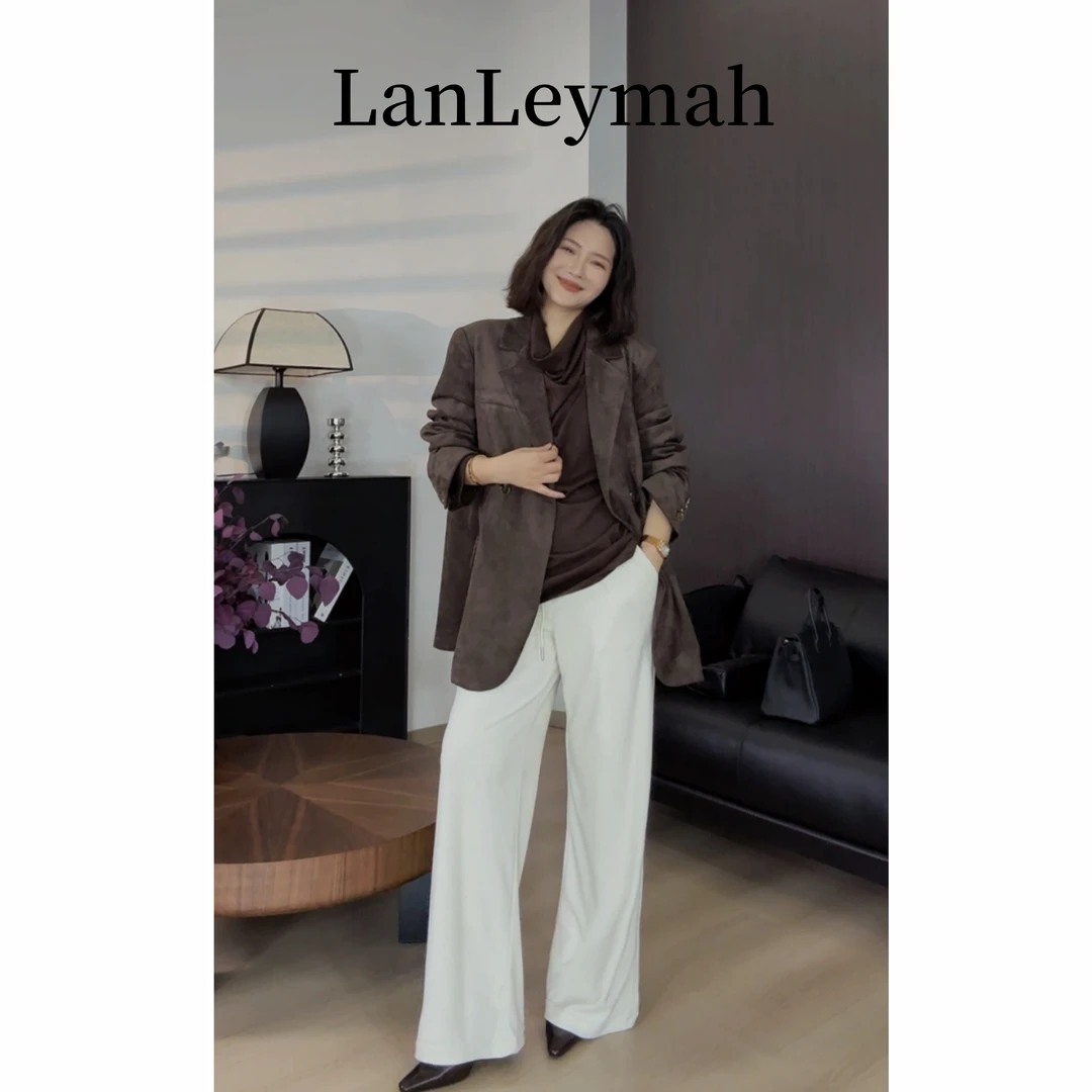 LanLeymah【麂皮绒西装】宽松大版设计感静奢风秋季外套西服女士