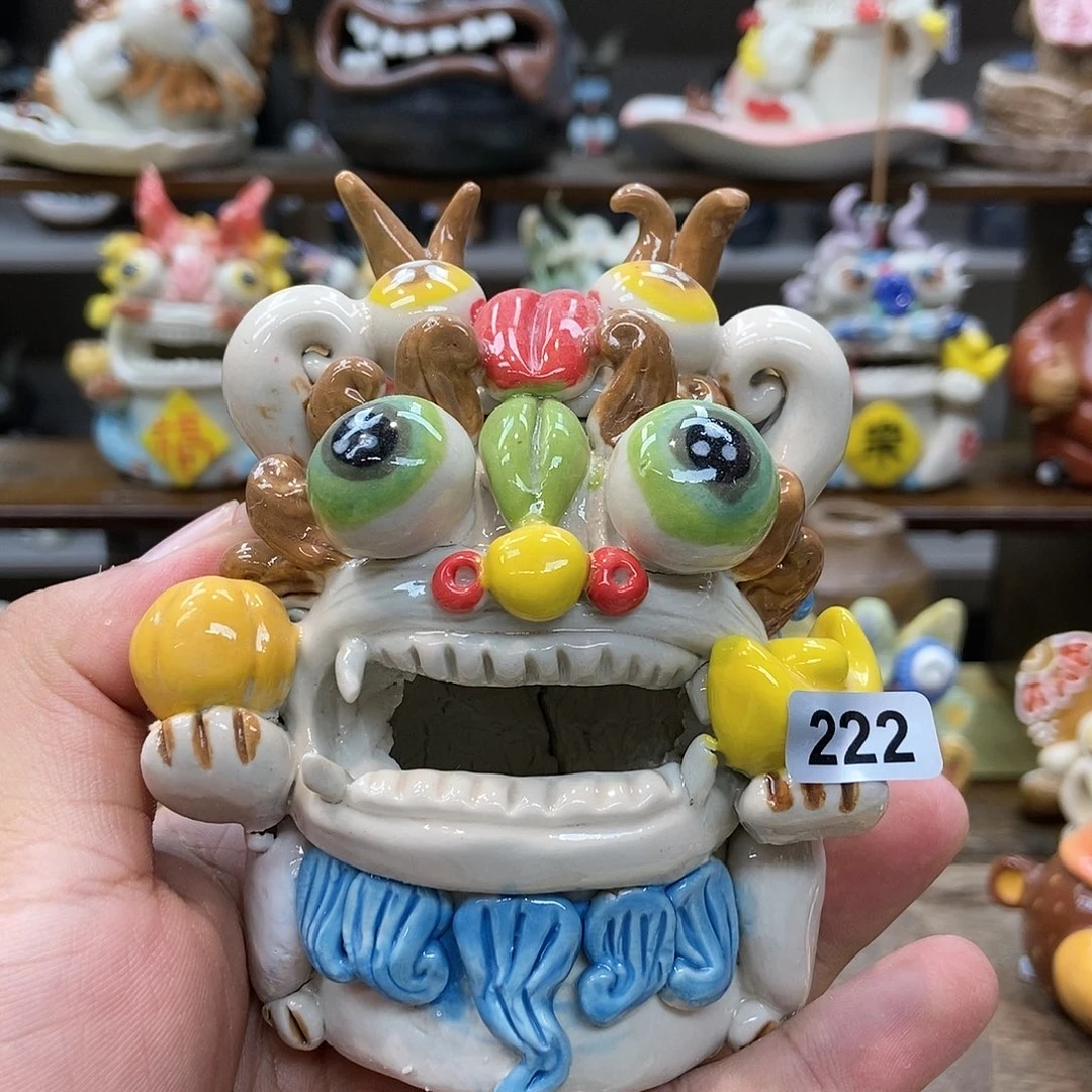 摆件直播间手工抽象陶瓷摆件222