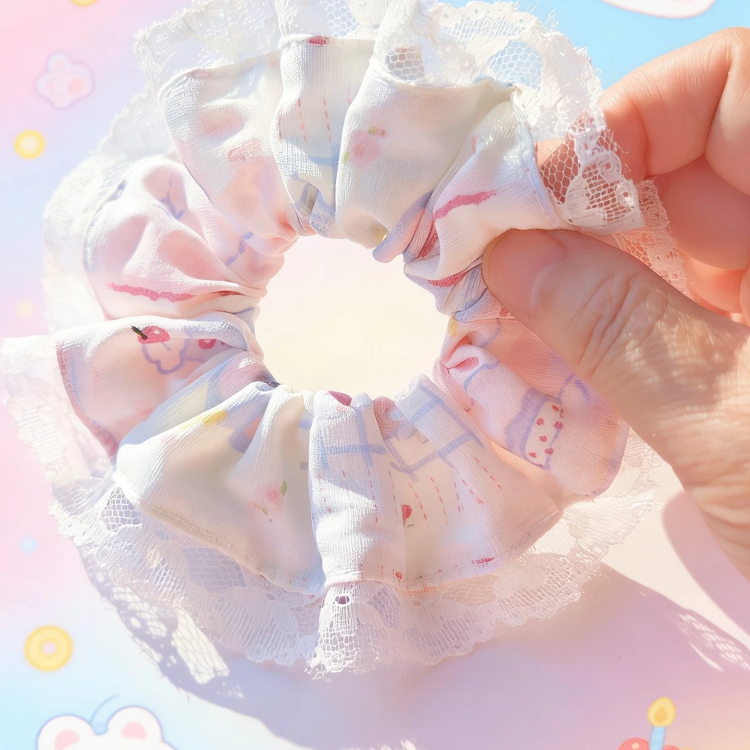 韩系碎花大肠发圈 气质扎发低马尾头绳 百搭布艺肠圈发绳女发饰