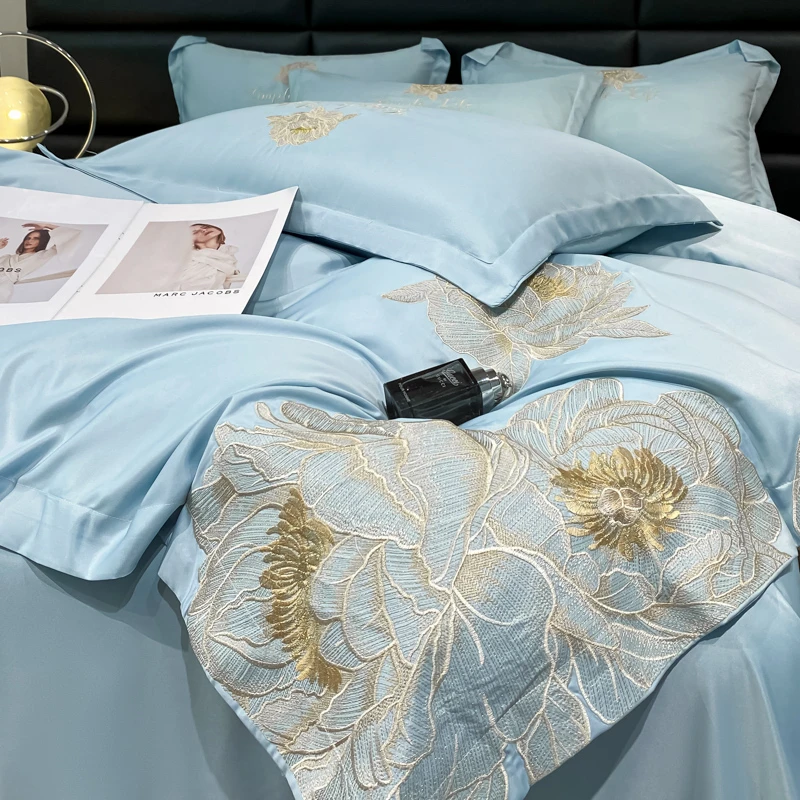 南通高端家纺轻奢风水洗真四件套双面冰被套床单床笠床上用品高档