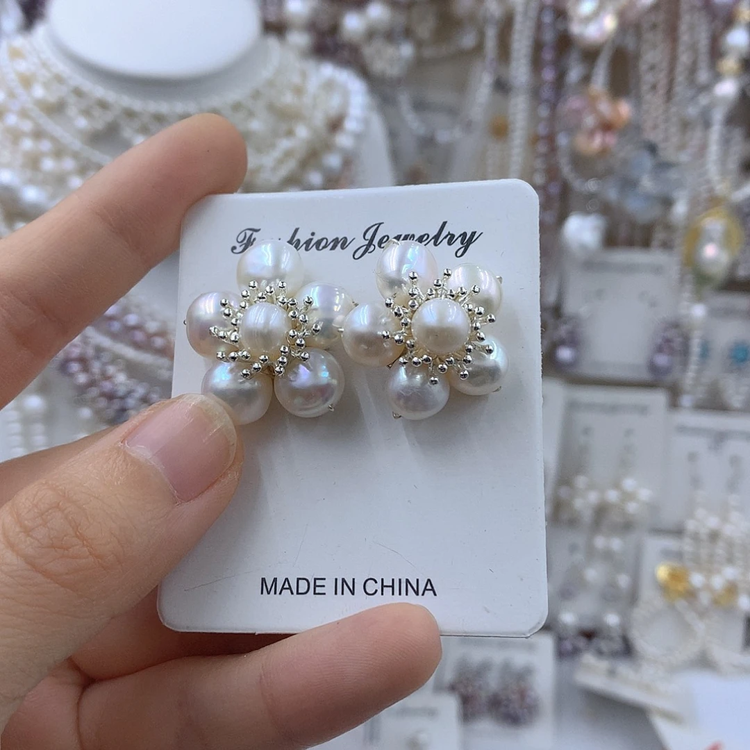 项链耳饰银S925镶嵌淡水珍珠