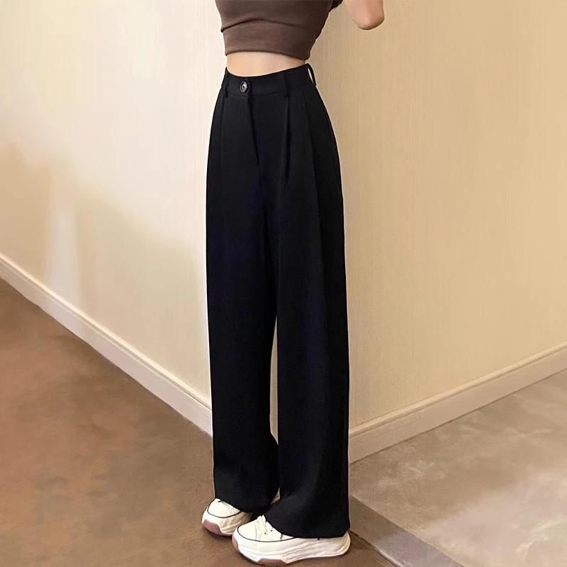 小个子梨型身材高腰显瘦阔腿休闲裤女夏季薄款宽松遮胯垂感直筒裤