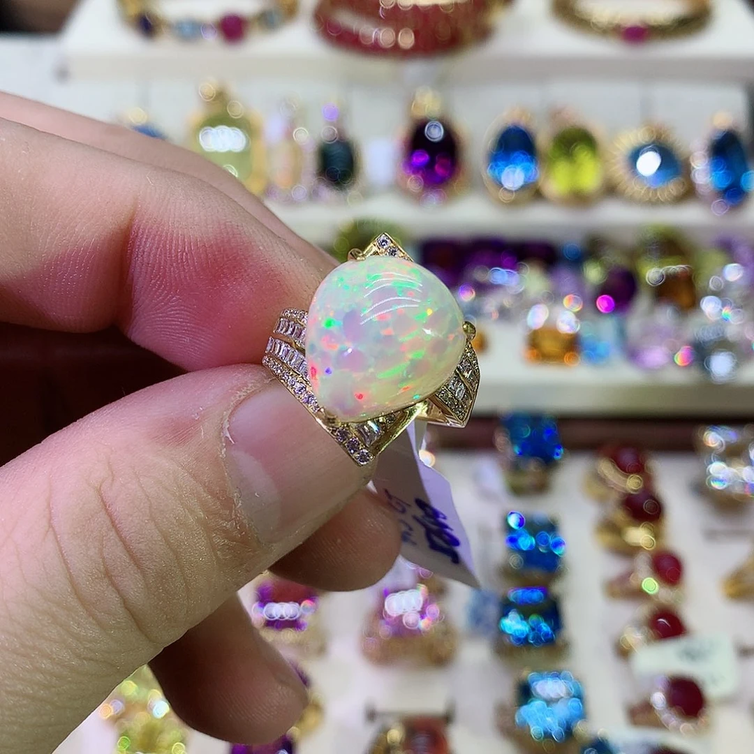 欧泊戒指9K金镶嵌戒指