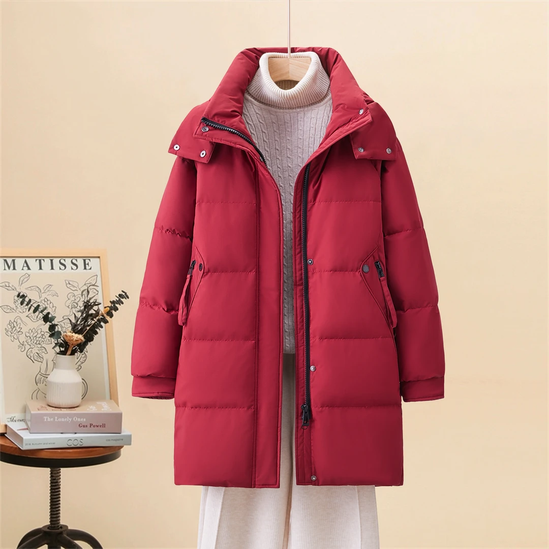 【拉链口袋】白鸭绒气质新款休闲时尚韩版冬季中长款外套