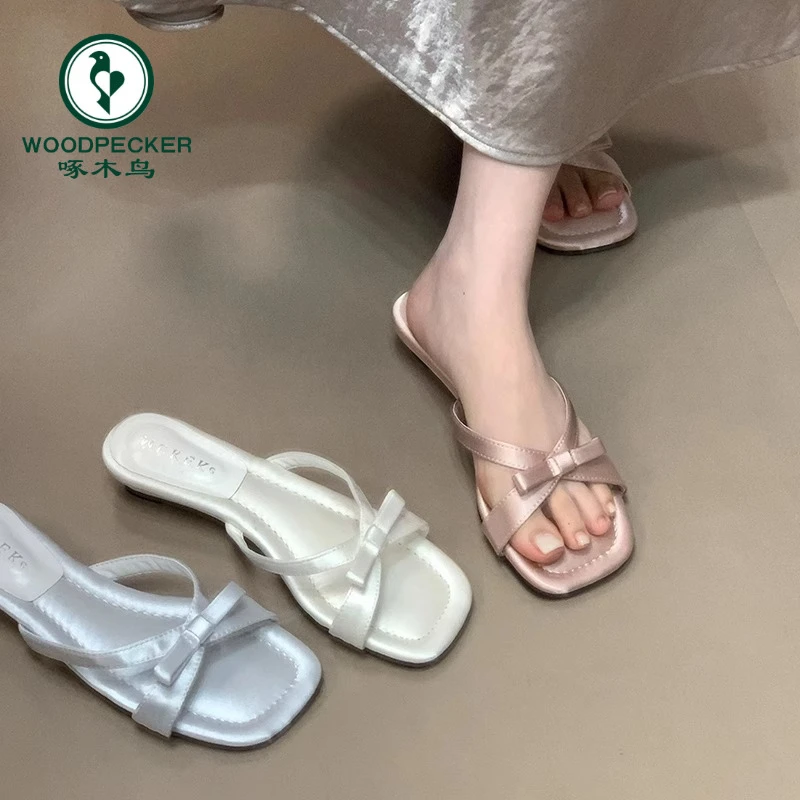 啄木鸟小众设计不累脚甜美露趾凉拖女仙女风2025夏季新款气质凉鞋