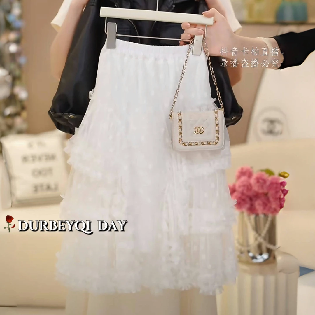 DURBEYQI/朵贝奇女童2025秋季新款蕾丝松紧腰百搭仙女裙5163