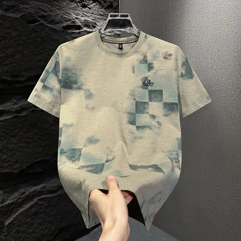 潮牌美式短袖t恤男士2025夏季新款体恤透气字母印花高端半袖衣服