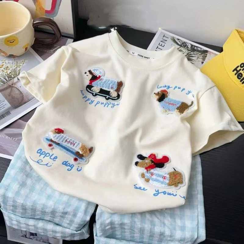 【立体卡通】25夏季新款儿童宽松韩版设计腊肠狗T恤爆款百搭短袖