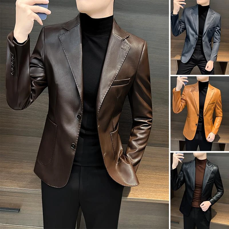 NYIG西装外套男士春秋季新款2025爆款痞帅皮衣男装上衣休闲服男款