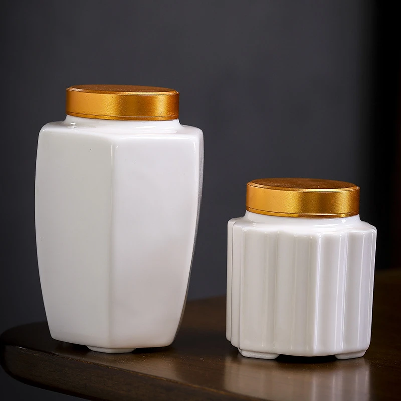 羊脂玉瓷手工茶叶罐德化白瓷陶瓷密封罐高档盖醒茶罐防潮存储物罐