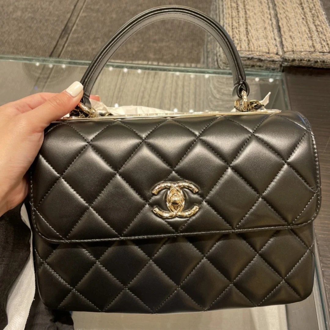 99新 Chanel/香奈儿 艾瑟尔奢品/23b黑金trendycc单肩包/l6g2