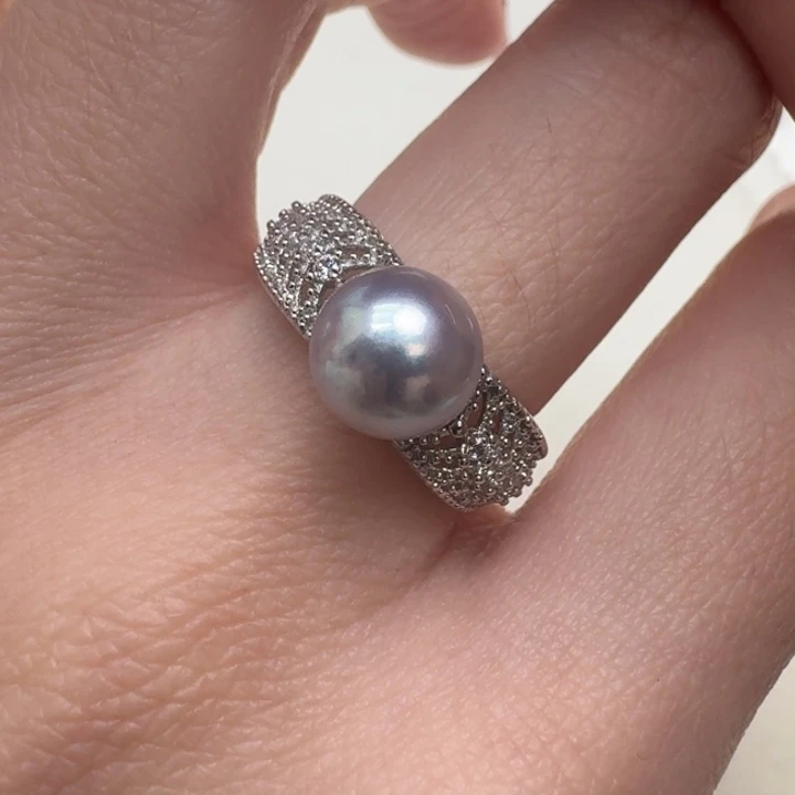海水珍珠戒指银S925镶嵌