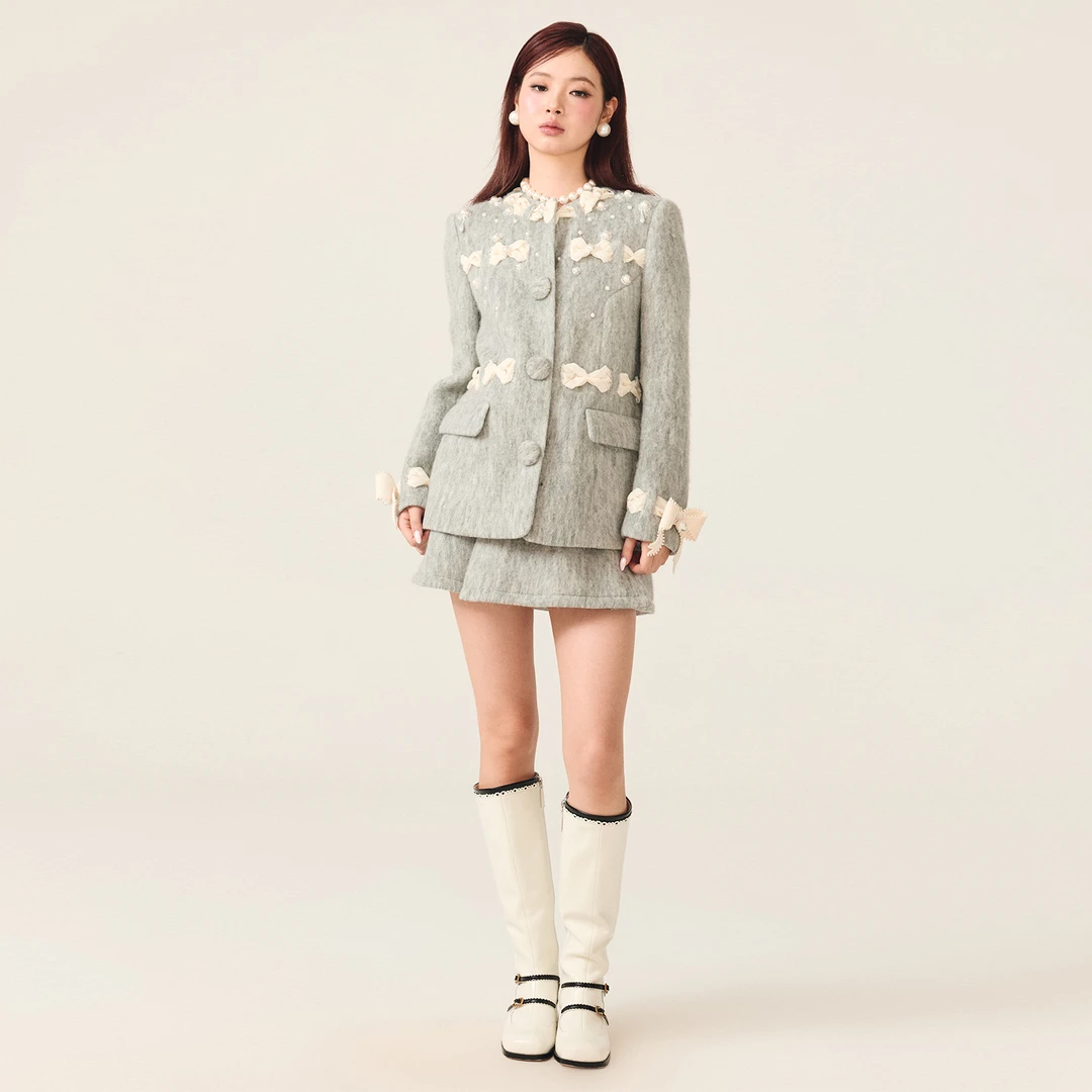 【baby同款】lefame拉飞姆2025冬季新款时尚毛呢撞色中长外套上衣