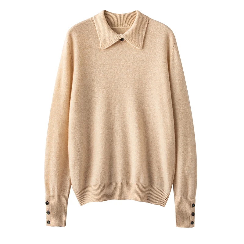 万能搭凹造型神器！polo领山羊绒秋冬翻领休闲毛衣女