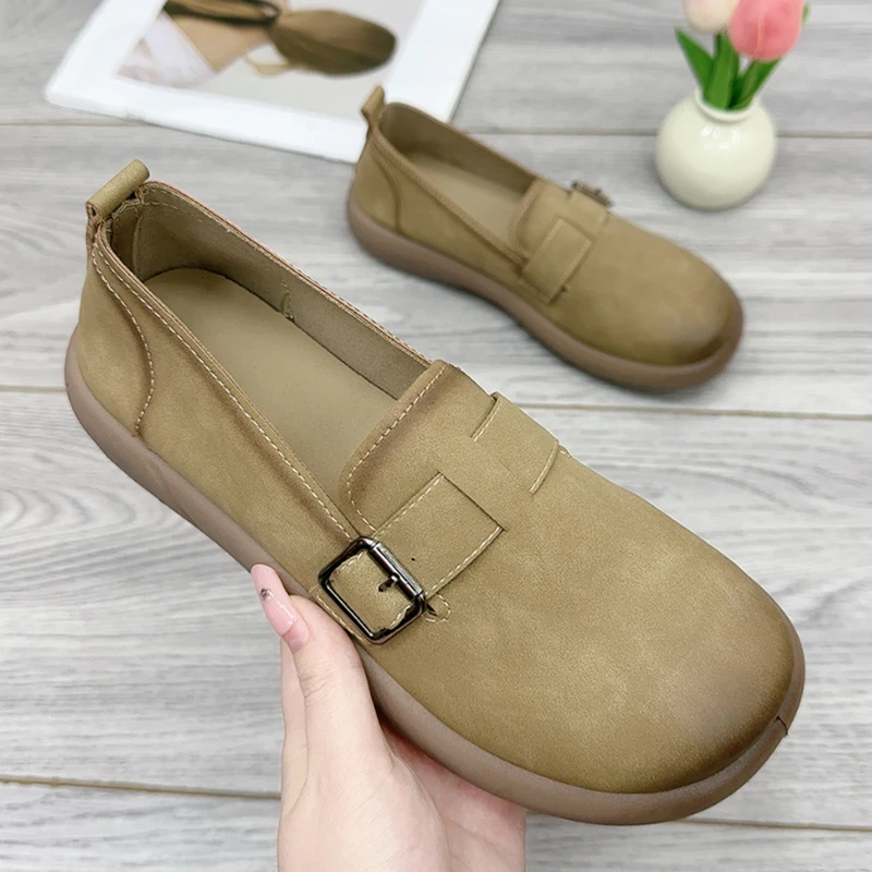 勃肯鞋女2025春季新款一脚蹬懒人鞋豆豆鞋时尚乐福鞋软底防滑单鞋