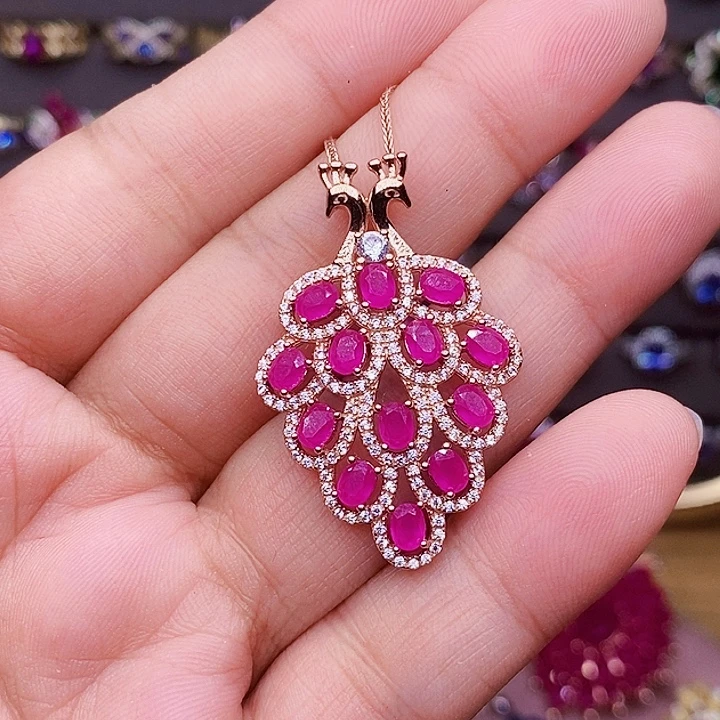 银S925镶嵌颈饰红宝石