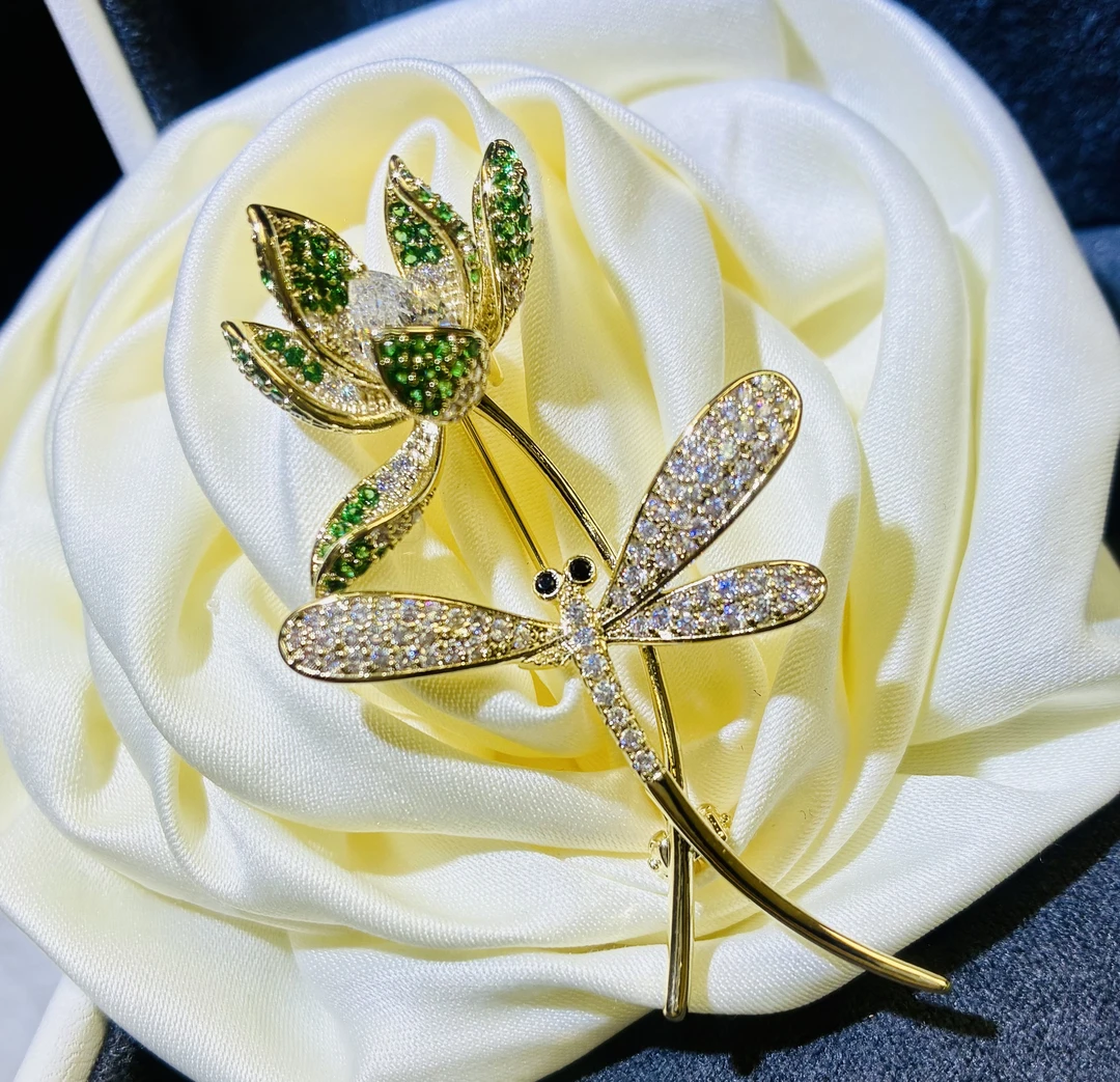 合金锆石胸针 【情投意荷】简约百搭精致优雅高档春夏时尚胸针5056