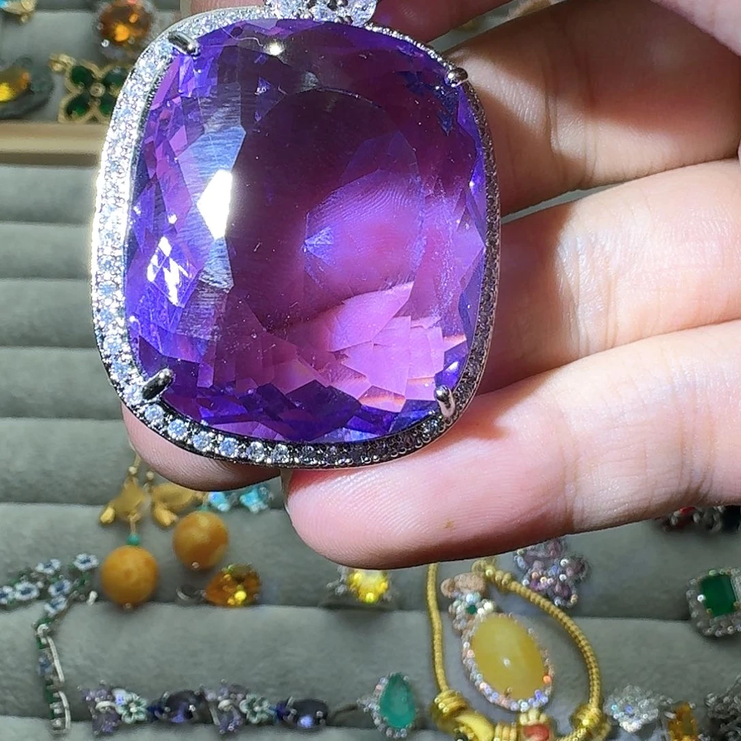 绿水晶戒指银S925镶嵌