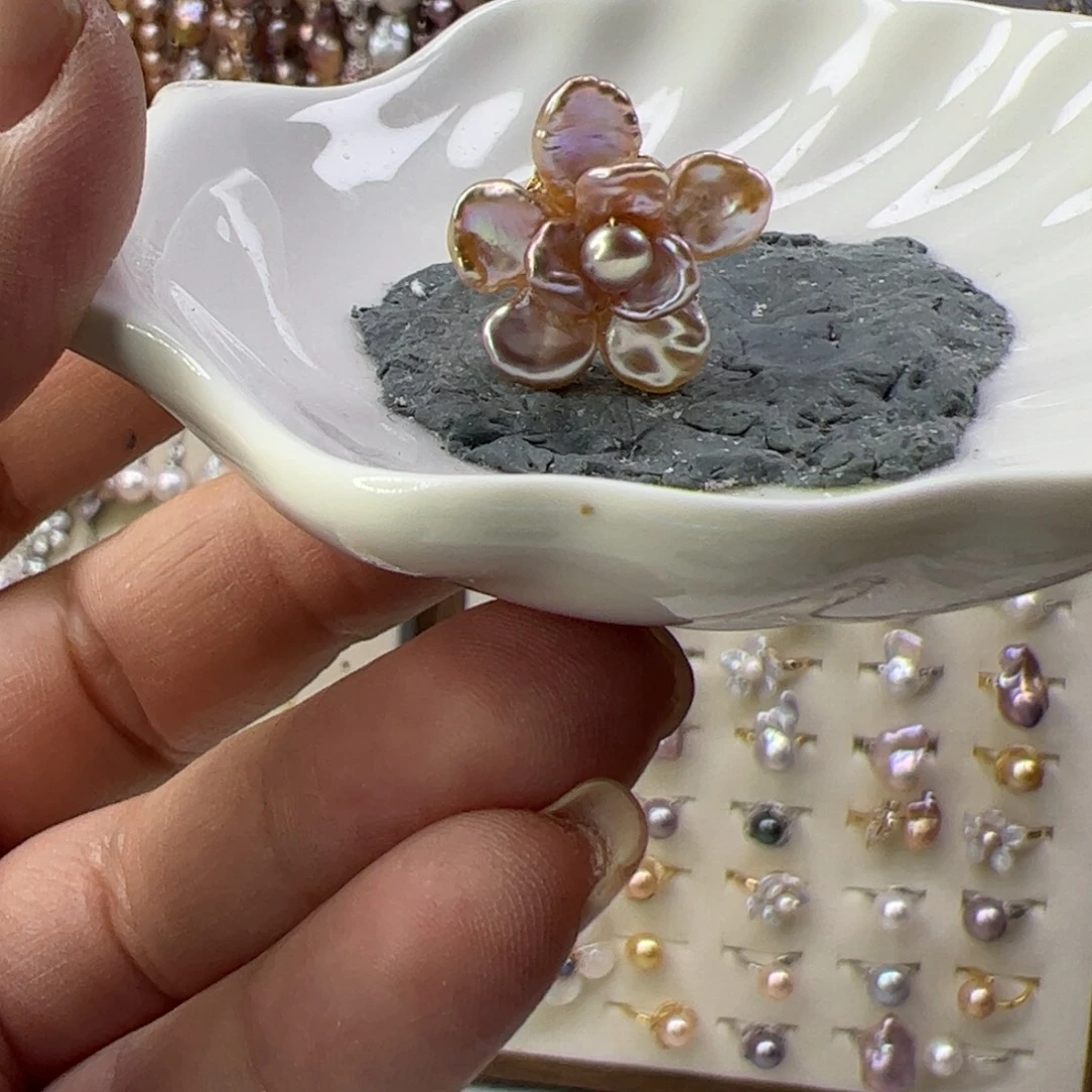 合金戒指淡水珍珠