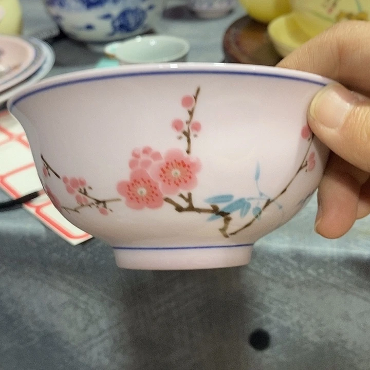 摆件陶瓷黄稀土翠竹五寸碗