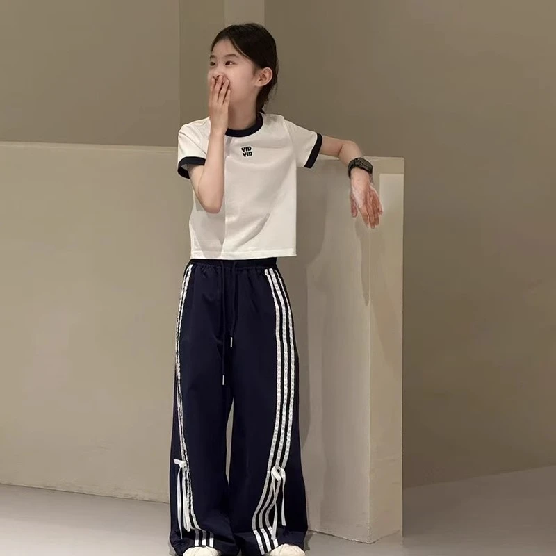 实体清仓女童夏季套装2025儿童洋气街舞裤子女孩炸街阔腿裤套装夏