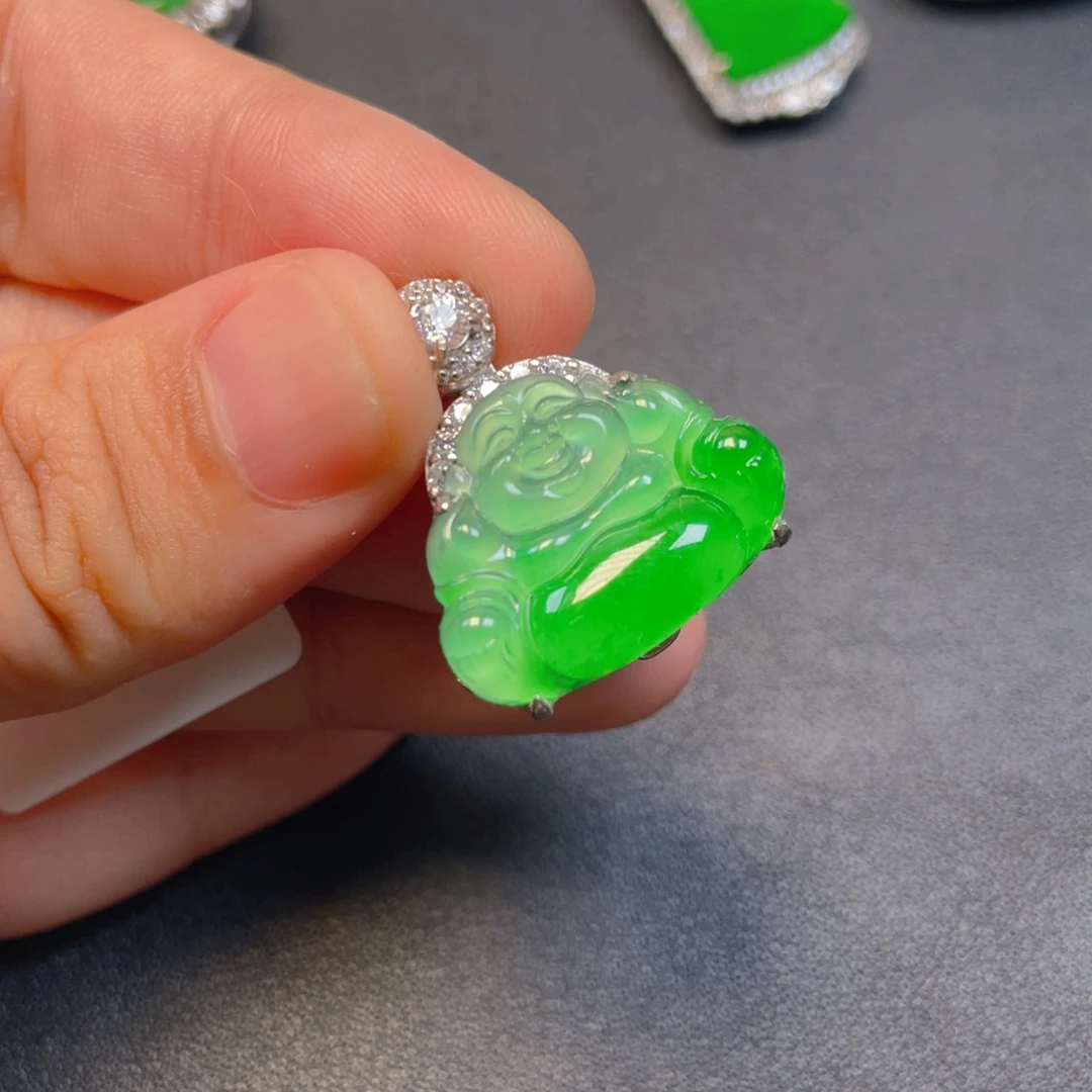 翡翠银S925镶嵌吊坠(不含链)