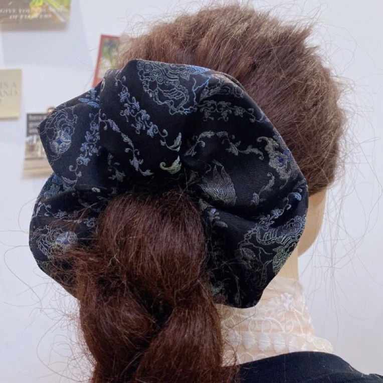 非遗美丽真丝桑蚕丝宋锦大肠发圈头花头绳发饰发绳养发护发不留痕