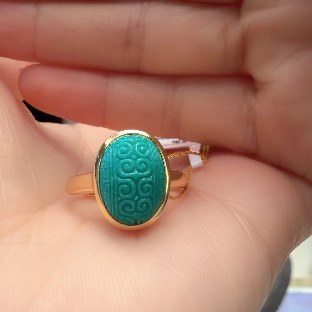 绿松石银S925镶嵌戒指