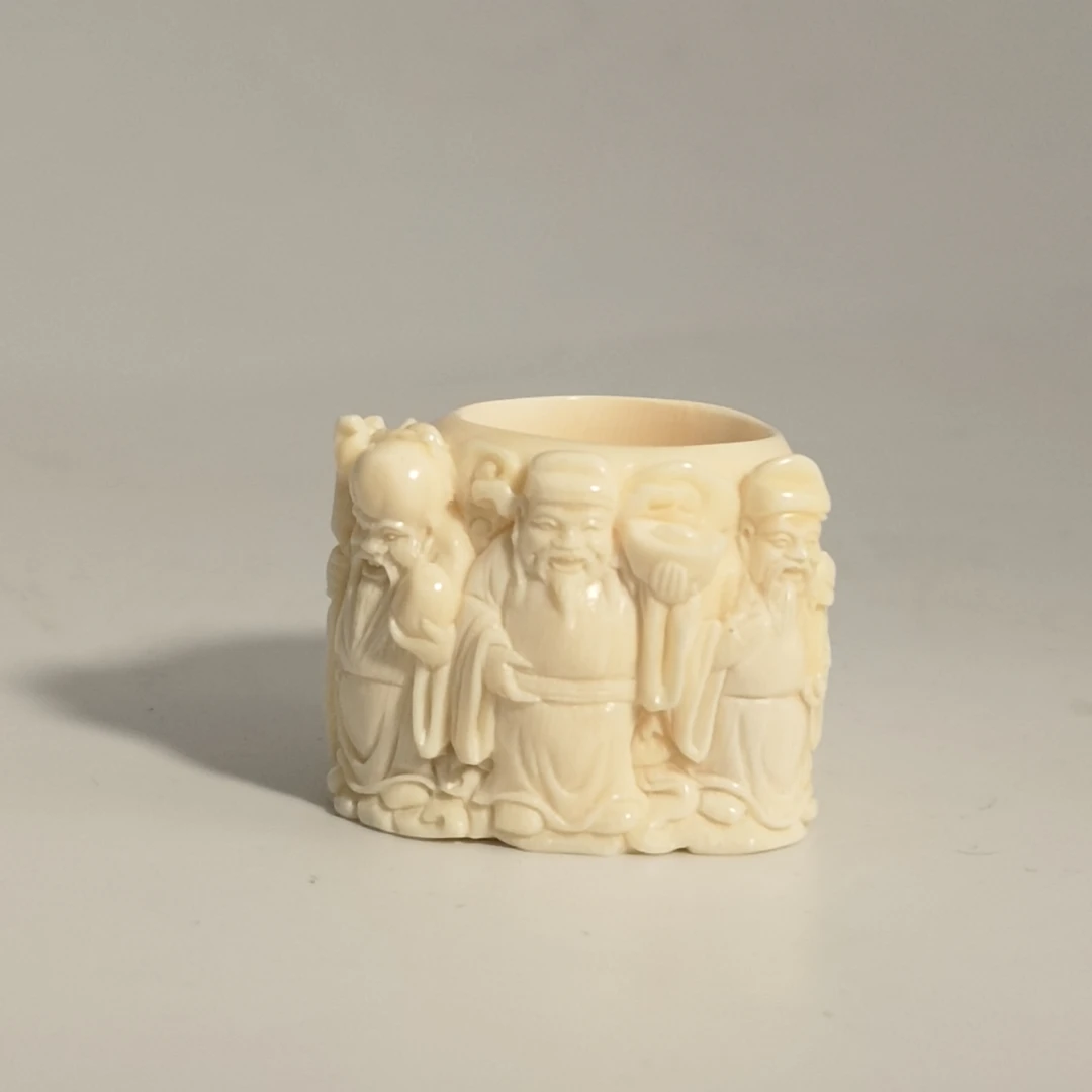 猛犸牙雕白冰料福禄寿三星内径21mm+外径34*27mm假一罚四X1305