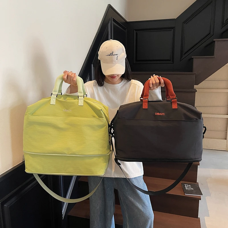 大容量旅行包女时尚轻便手提斜挎运动健身包短途旅游收纳行李袋男