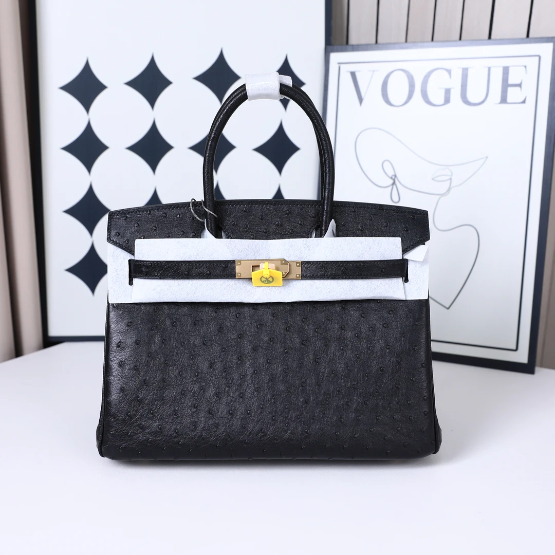 【折】时代品牌【马 B/K30】进口鸵鸟皮 内羊皮 钢五金 手提包D10822